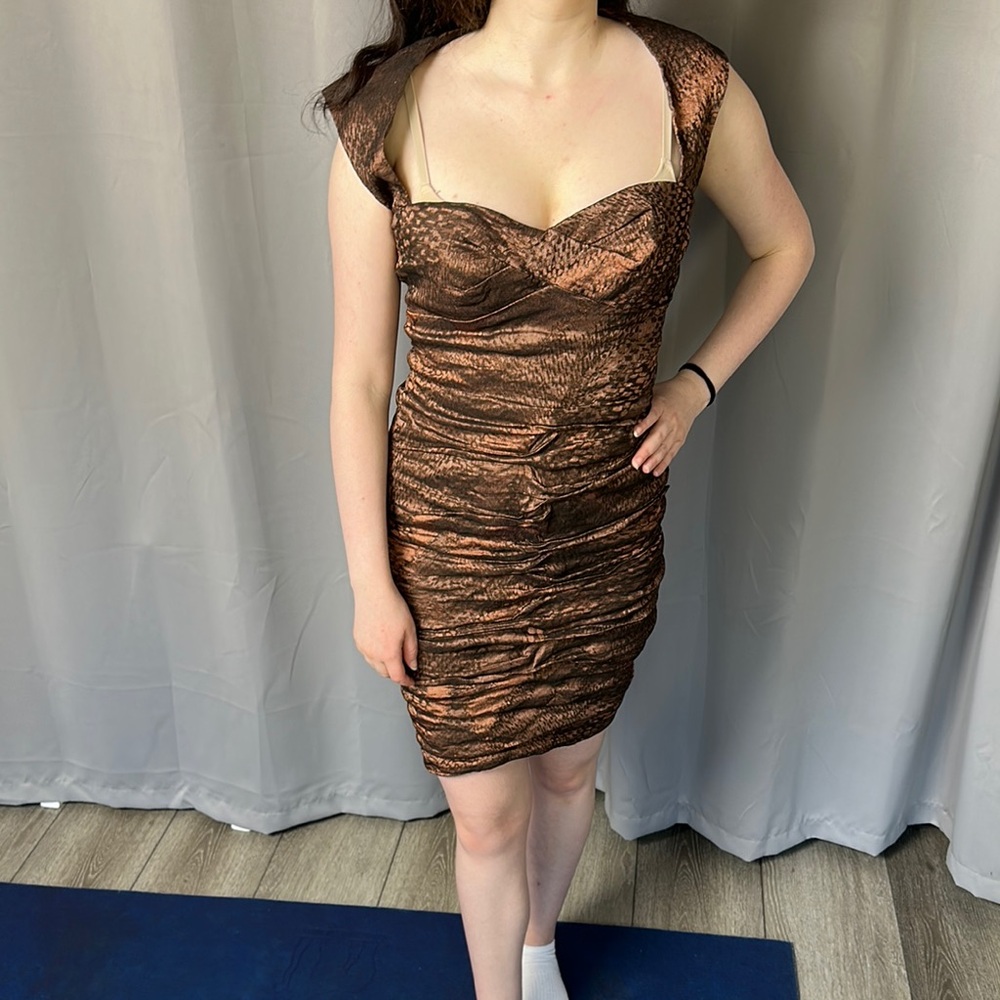 Elegant copper Cap Sleeve sweetheart Dress